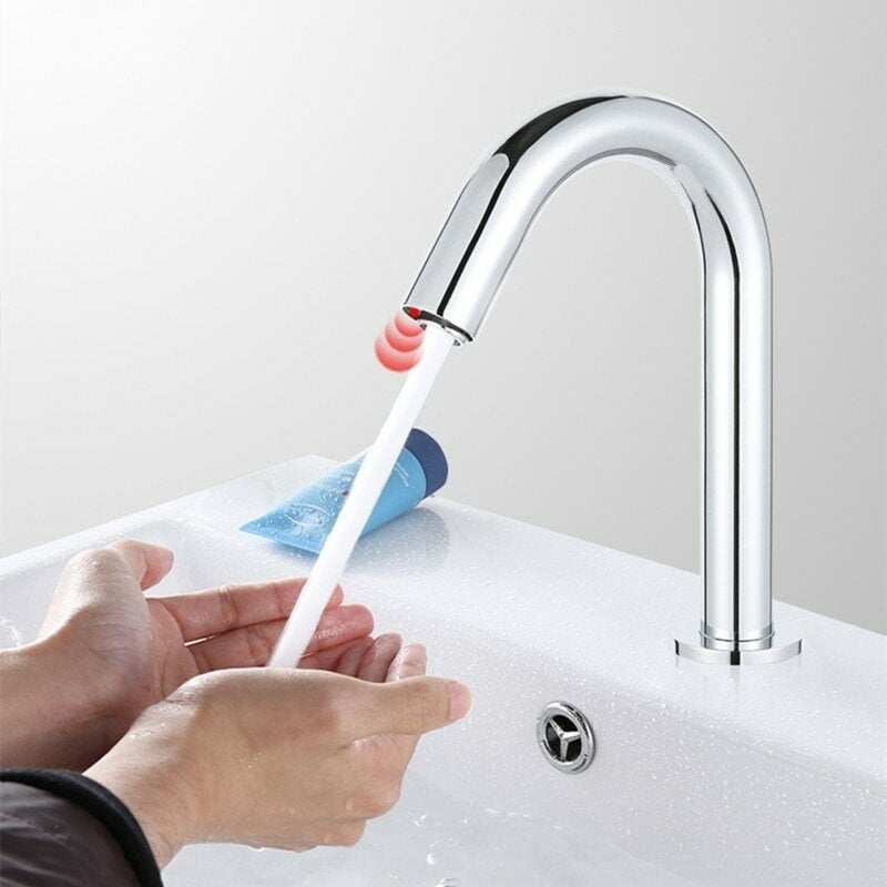 Automatic Infrared Sink Faucet Touchless Free Sensor Handfree Water Saving Inductive Electric Basin Image 2