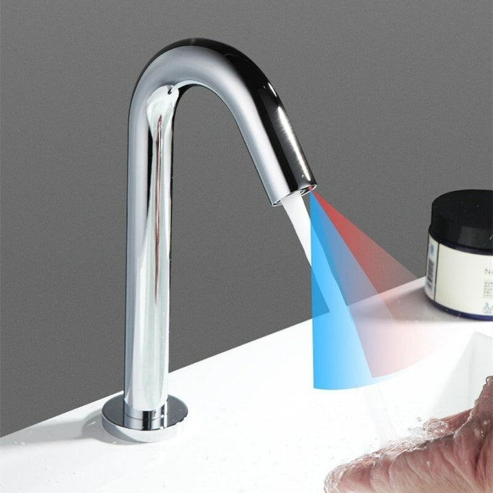 Automatic Infrared Sink Faucet Touchless Free Sensor Handfree Water Saving Inductive Electric Basin Image 3