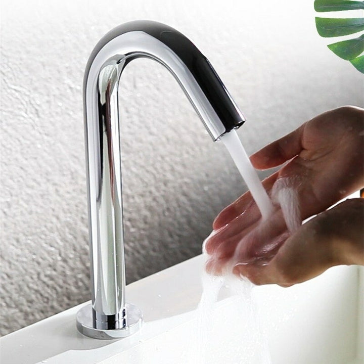 Automatic Infrared Sink Faucet Touchless Free Sensor Handfree Water Saving Inductive Electric Basin Image 5