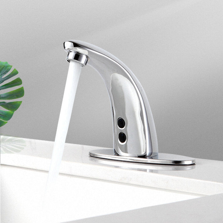 Automatic Touchless Sensor Faucet Bathroom Sink Smart Hands Free Water Tap Hot and Cold Mixer Control Chrome Finish Image 2