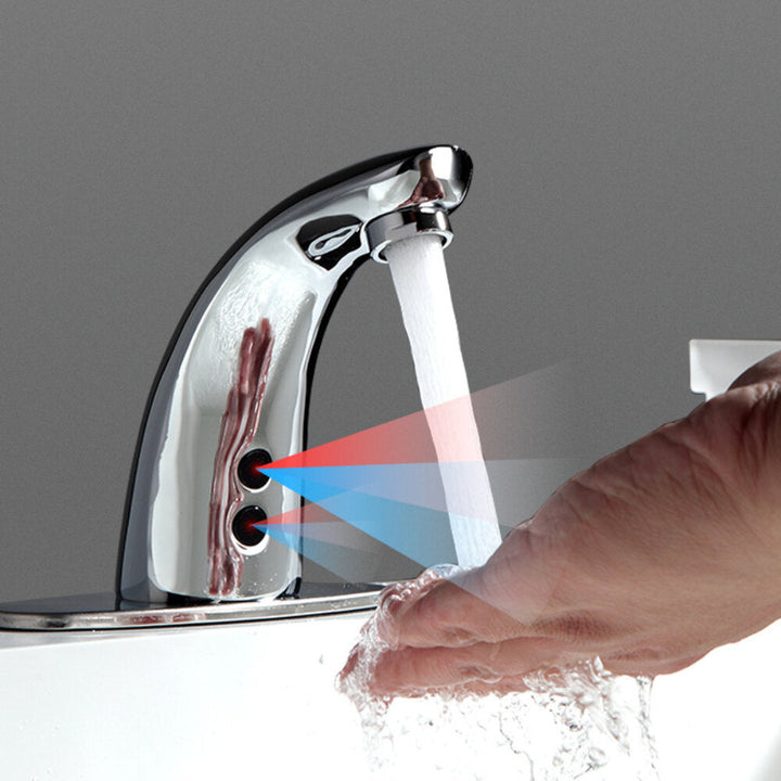 Automatic Touchless Sensor Faucet Bathroom Sink Smart Hands Free Water Tap Hot and Cold Mixer Control Chrome Finish Image 3