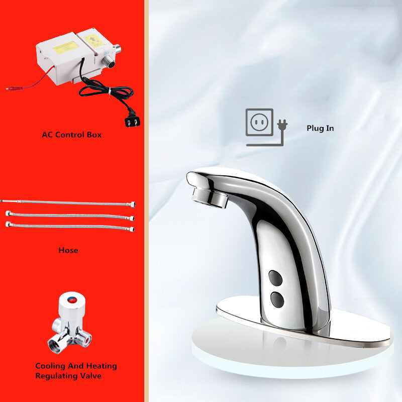 Automatic Touchless Sensor Faucet Bathroom Sink Smart Hands Free Water Tap Hot and Cold Mixer Control Chrome Finish Image 5