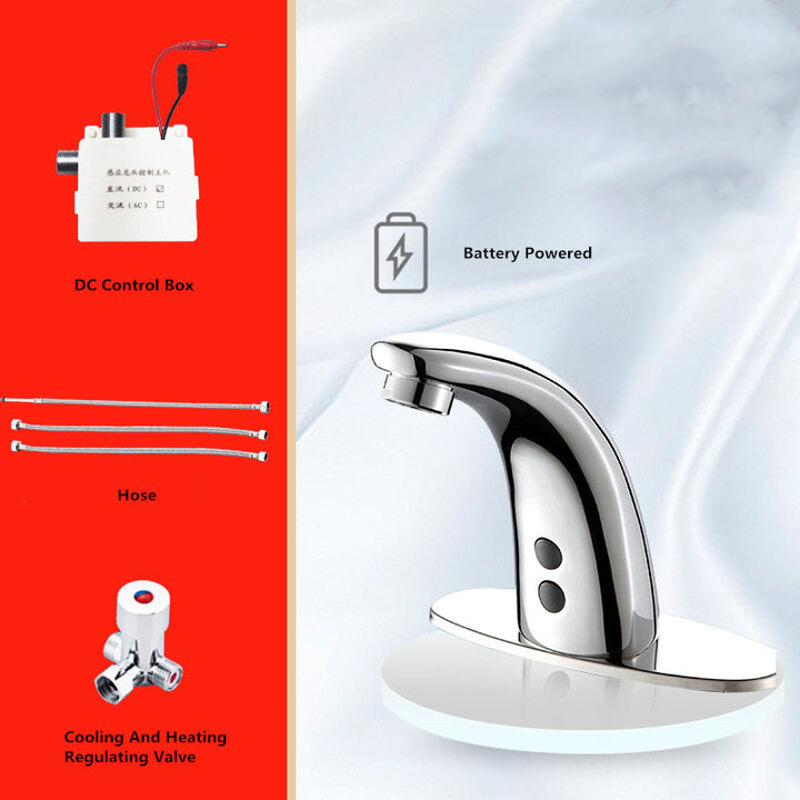 Automatic Touchless Sensor Faucet Bathroom Sink Smart Hands Free Water Tap Hot and Cold Mixer Control Chrome Finish Image 6