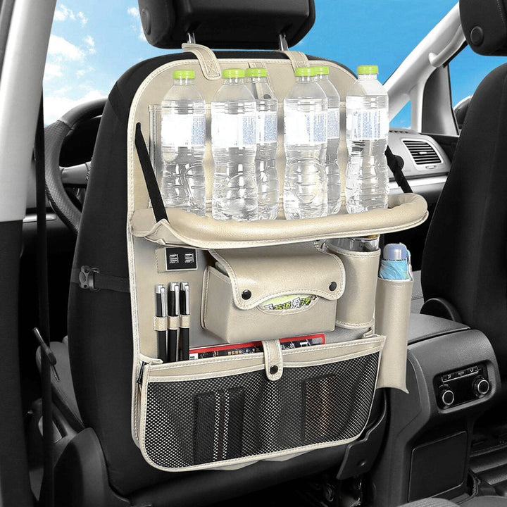 Back Seat Organizer Tray Box Car Hanging Storage Bags Table with 4 USB Port DTTT Image 5