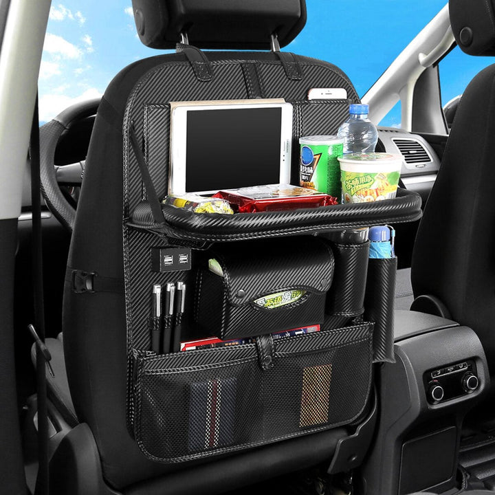 Back Seat Organizer Tray Box Car Hanging Storage Bags Table with 4 USB Port DTTT Image 7