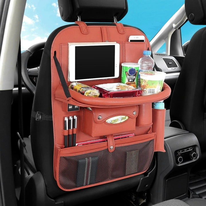 Back Seat Organizer Tray Box Car Hanging Storage Bags Table with 4 USB Port DTTT Image 8