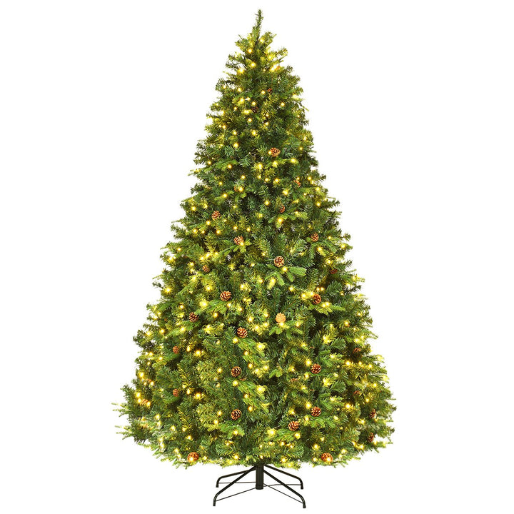 Costway 7Ft/7.5FT/8FT Pre-Lit Christmas Tree Hinged 460/540/600 Lights Image 1