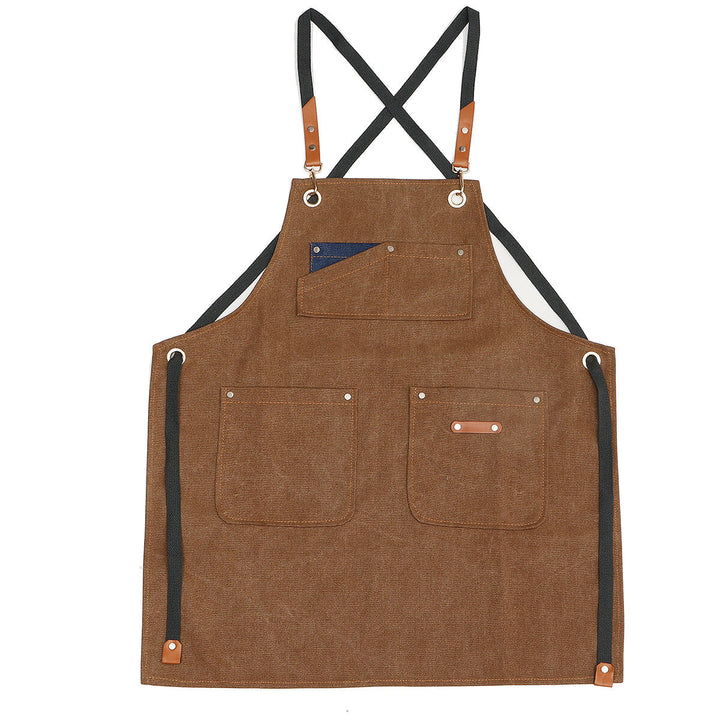 Canvas Woodworking Apron Shop Apron Pockets Waxed Wax Cloth Waterproof Apron Chef Tool Storage Image 5