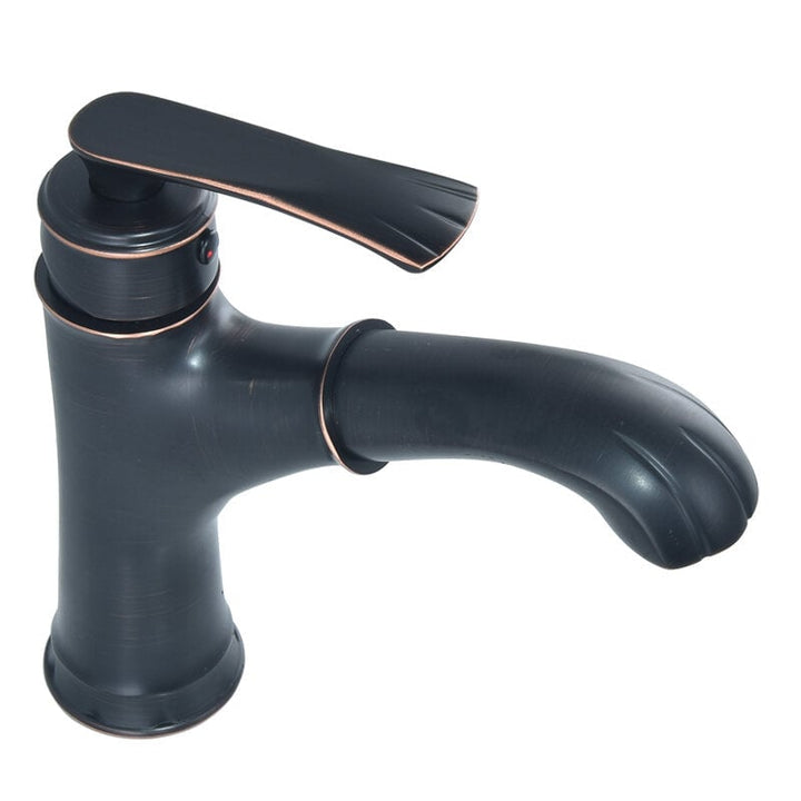 Copper Bathroom Basin Faucet Pull Out Spring Sprayer Tap Hot and Cold Water Single Hole Deck Mount Mixer Image 1