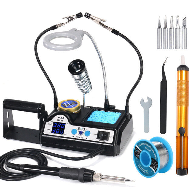 Clips Soldering Iron with Optional Magnifier Lamp Digital Display Electric Soldering iron Kit Set Soldering Station Image 1