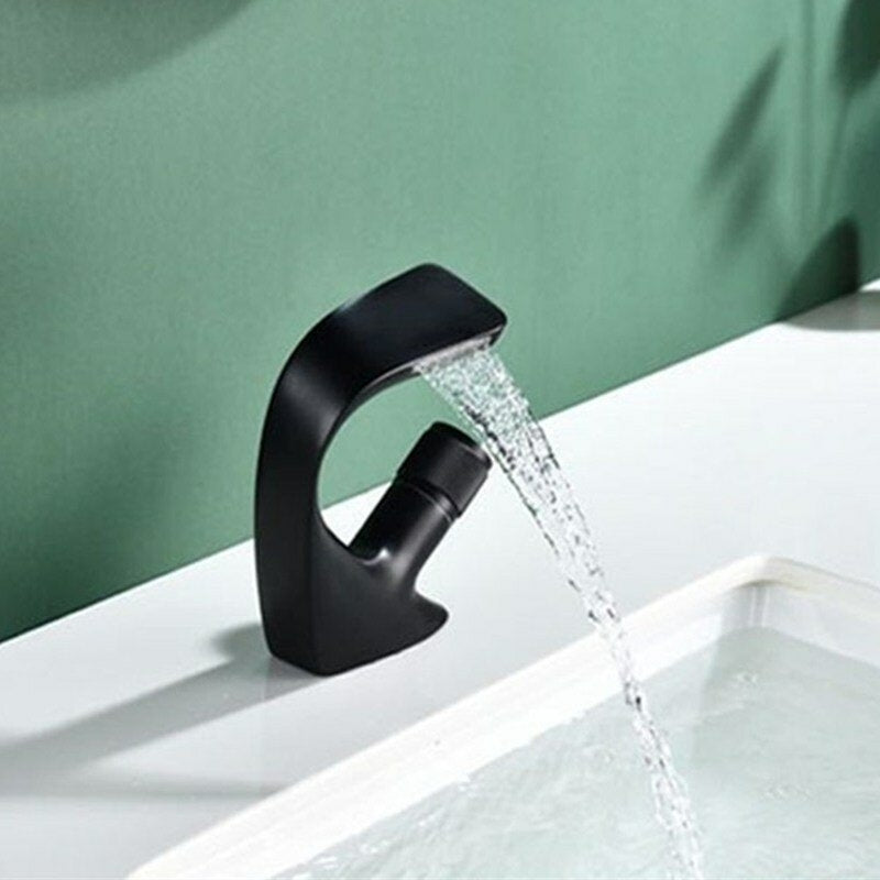 Copper Black Paint Faucet Tap Sink Bathroom Washbasin Hot Cold Water Basin Fashion Design Image 2