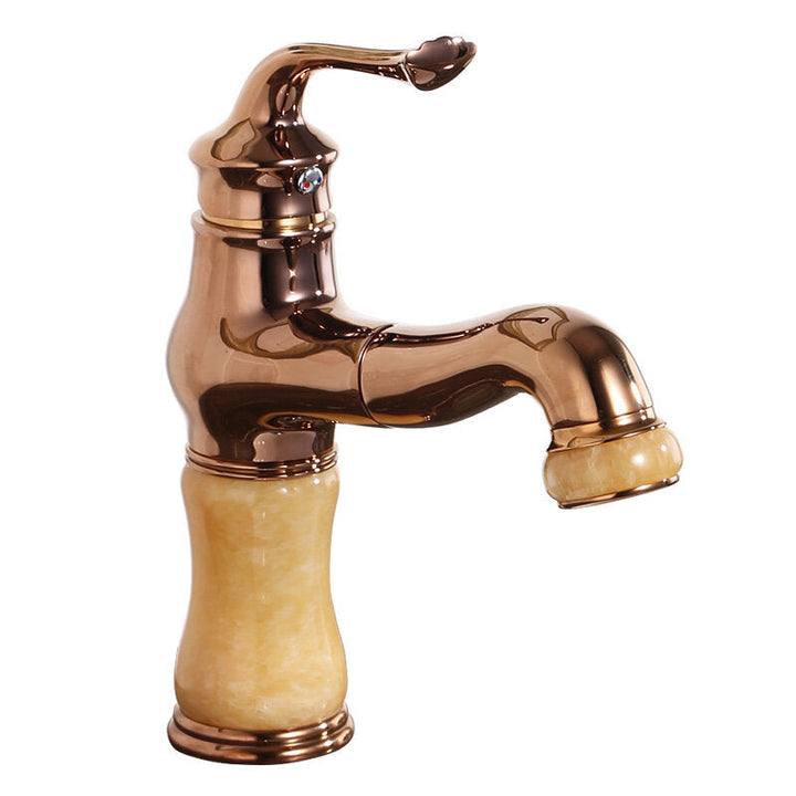 Copper Retro Antique Bathroom Basin Pull Out Faucet Down Sprayer Single Hole Hot Cold Mixer Tap 360 Rotation Image 1