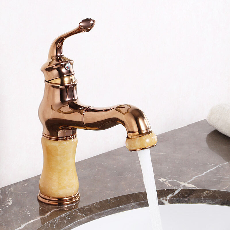 Copper Retro Antique Bathroom Basin Pull Out Faucet Down Sprayer Single Hole Hot Cold Mixer Tap 360 Rotation Image 2