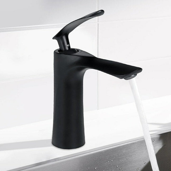 Copper Matte Black Bathroom Basin Faucet Kitchen Sink Cold,Hot Mixer Tap Single Handle Image 2