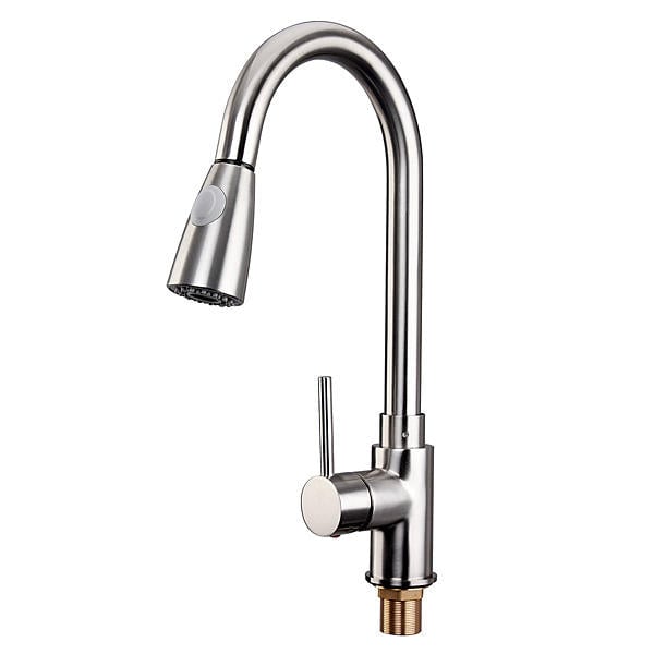 Copper Single Lever Pull Out Rinser Kitchen Mixer Tap Brushed Bathroom Sprayer Basin Sink Faucet Image 5