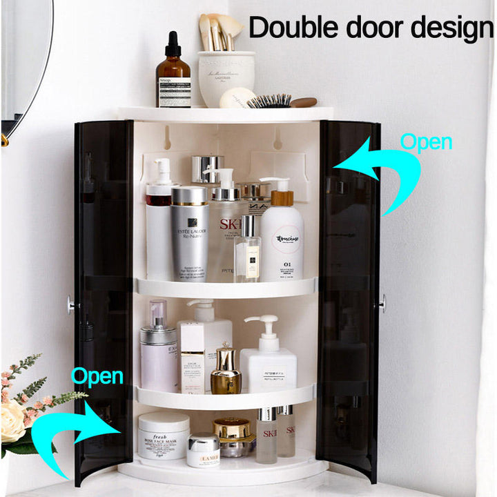 Creative Bathroom Corner Shelf Rack Kitchen Bathroom Double Door Storage Space Save Image 4