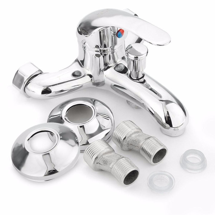 Chrome Bathroom Mixer Faucet Tap Bathtub Shower Head Hot Cold Mixing Vavle Knob Spout Wall Mount Image 1