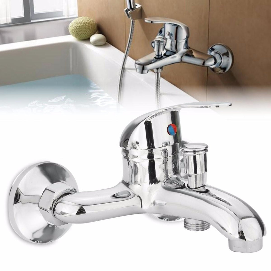 Chrome Bathroom Mixer Faucet Tap Bathtub Shower Head Hot Cold Mixing Vavle Knob Spout Wall Mount Image 3