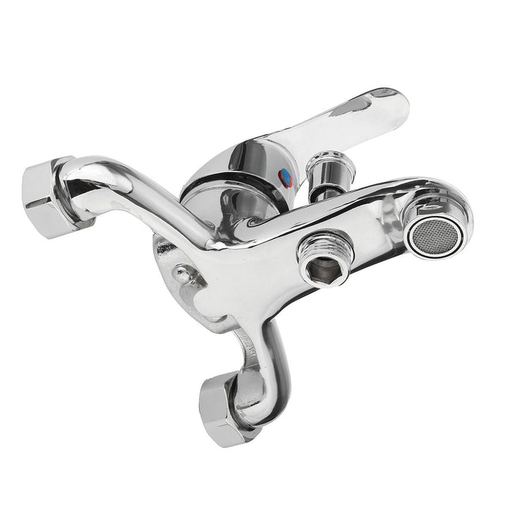 Chrome Bathroom Mixer Faucet Tap Bathtub Shower Head Hot Cold Mixing Vavle Knob Spout Wall Mount Image 6