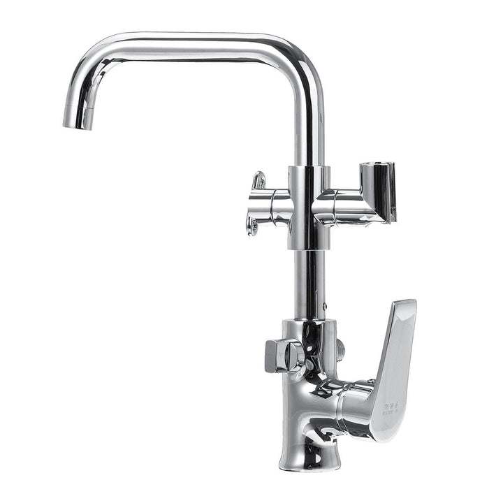 Chrome Kitchen Faucet Dual Sprayer Swivel Spout Spring Pull Out Spray Mixer Tap Image 6