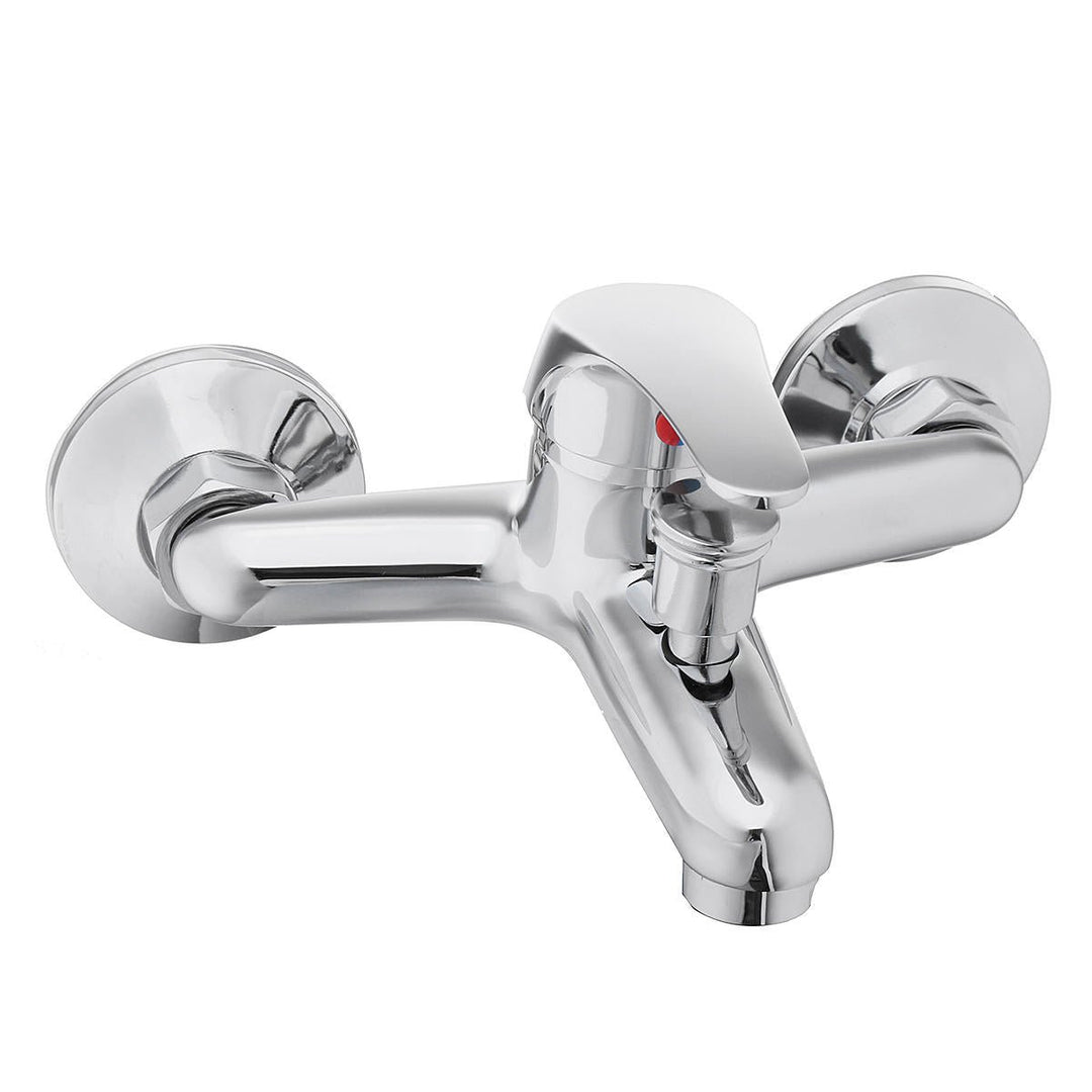 Chrome Wall Mounted Bathroom Bathtub Shower Faucet Set Mixer With Hand Sprayer Image 3