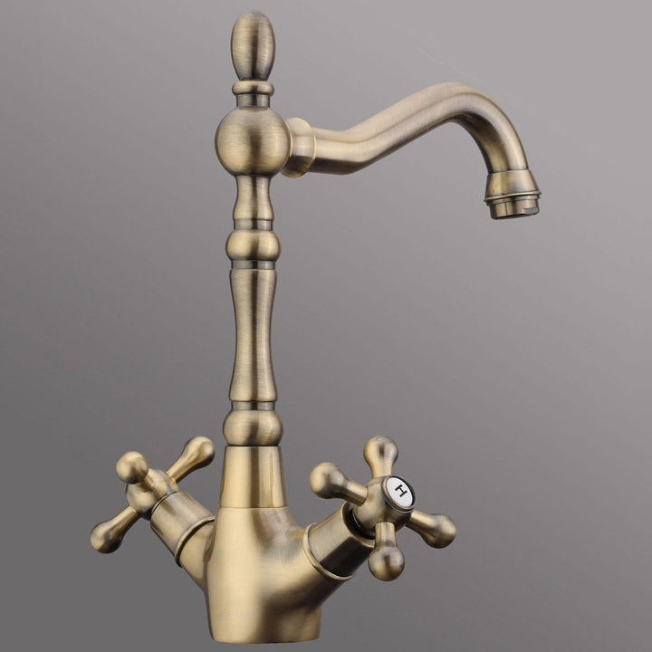 Classic Style Antique Copper Kitchen Bathroom Sink Faucet Cold And Hot Mixer Water Tap Image 5