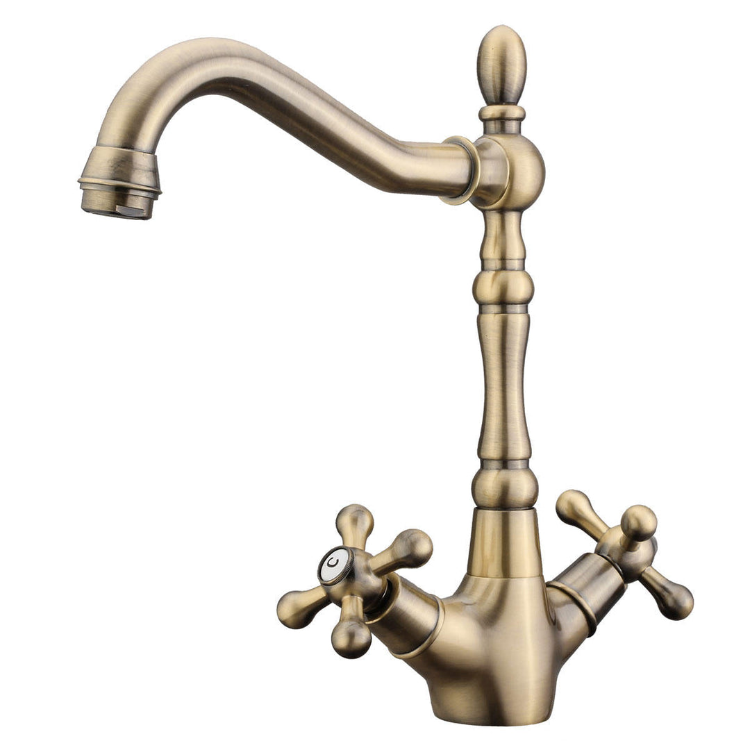 Classic Style Antique Copper Kitchen Bathroom Sink Faucet Cold And Hot Mixer Water Tap Image 7