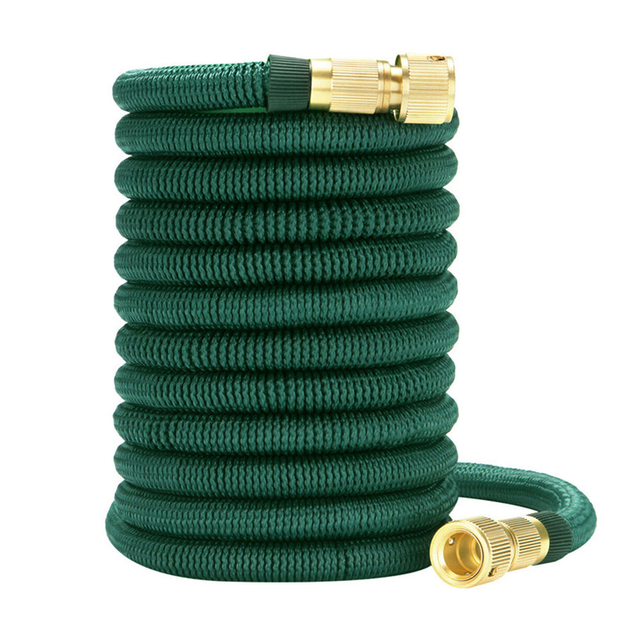 Dark Green Expandable Flexible Water Hoses Telescopic Pipe Full Copper Connector for Car Wash Tool Image 1