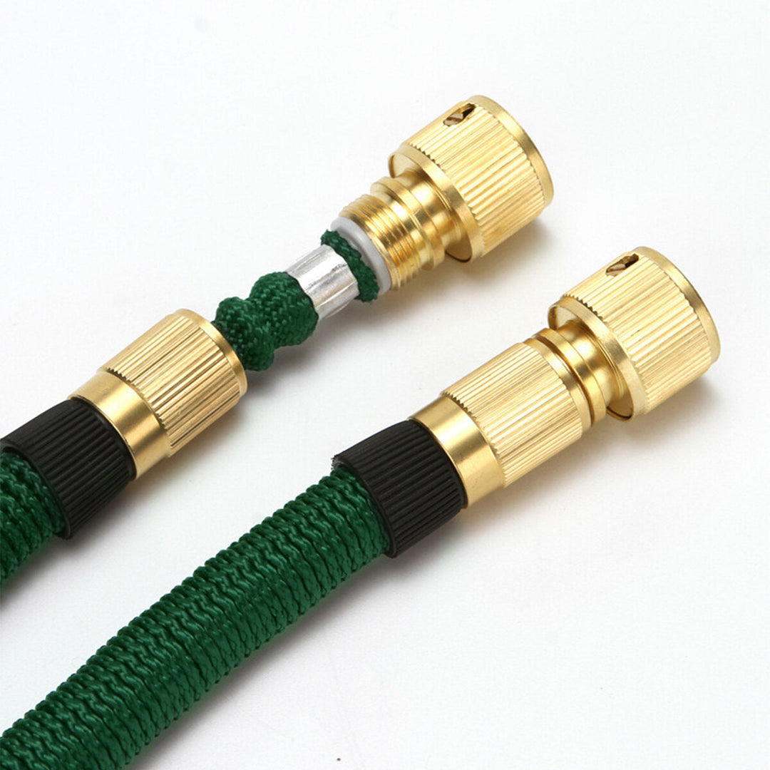 Dark Green Expandable Flexible Water Hoses Telescopic Pipe Full Copper Connector for Car Wash Tool Image 4