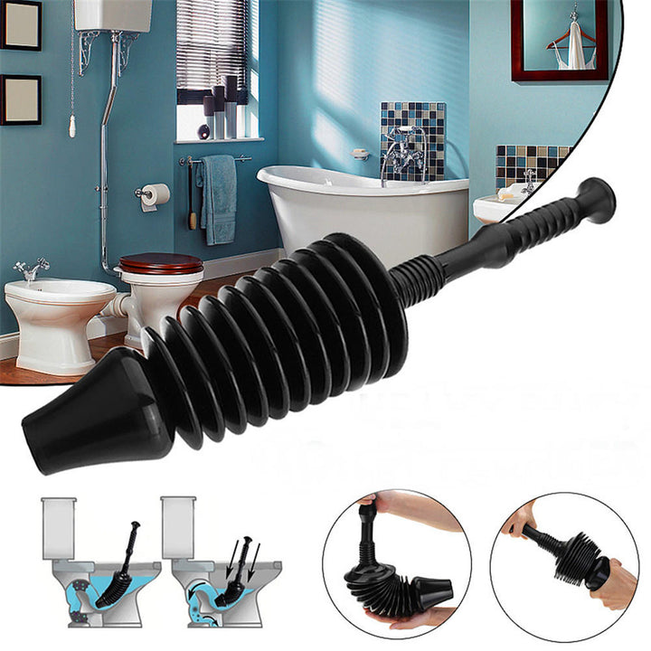 Detachable Heavy Duty Toilet Plunger Powerful Toilet Bathroom Sewer Pipe Dredger Black Image 5