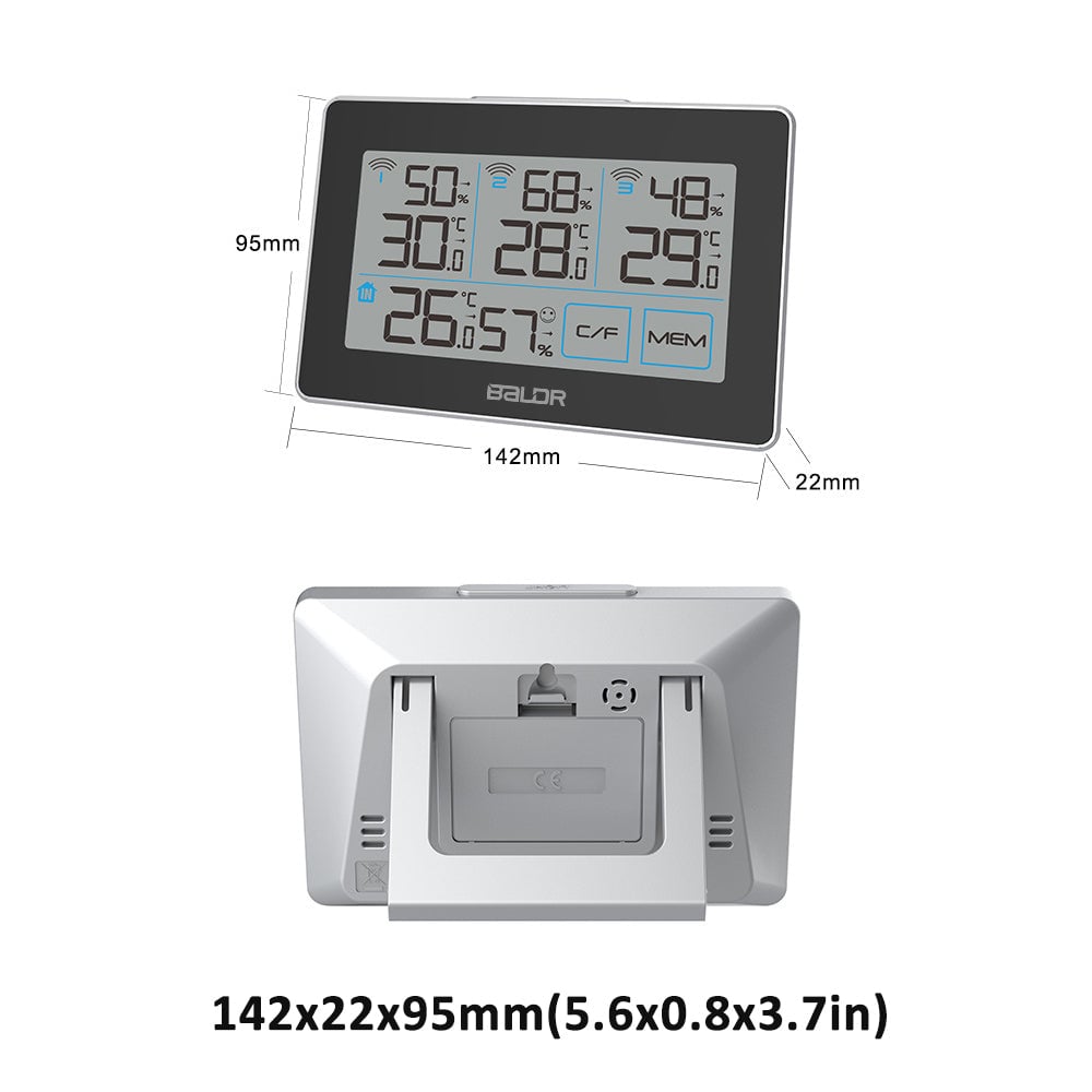 Digital LCD Wireless Weather Station Sensor With 3 Thermometer Outdoor Indoor Image 4