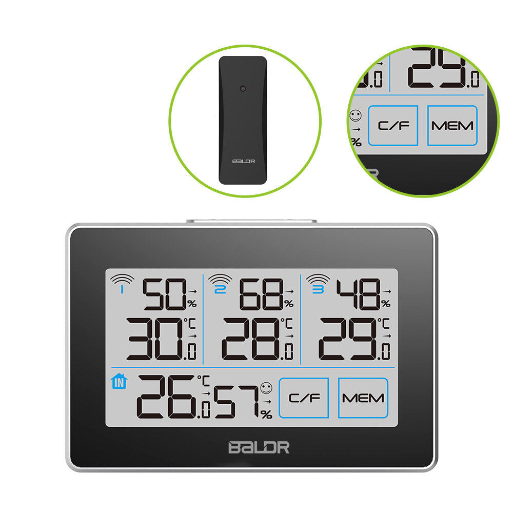 Digital LCD Wireless Weather Station Sensor With 3 Thermometer Outdoor Indoor Image 7