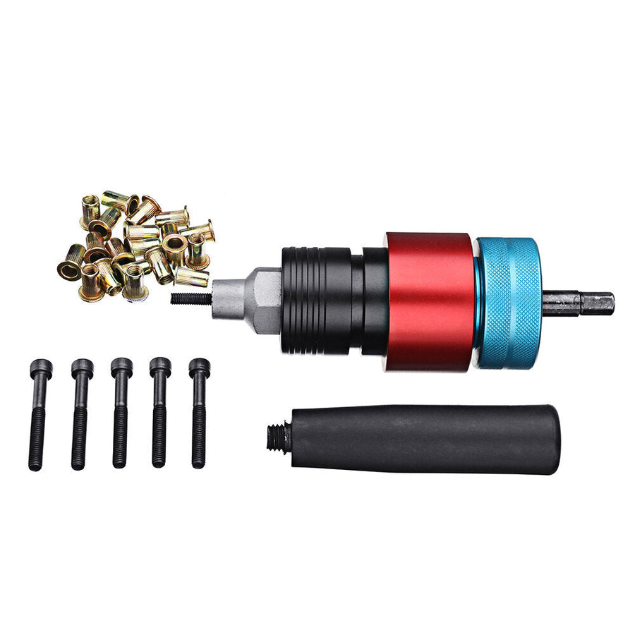 Electric Riveter Nut Riveting Tools Kit Clutch Type Automatic Stop Cordless Riveting Adapter M4,M5,M6 For Electric Drill Image 1