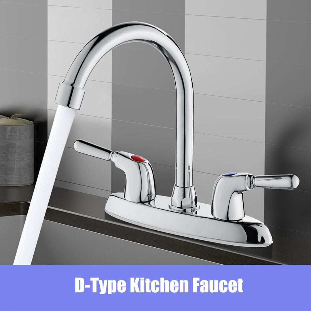 Double Holes Handles Kitchen Faucet Hot Cold Basin Sink Mixer Water Tap Image 2