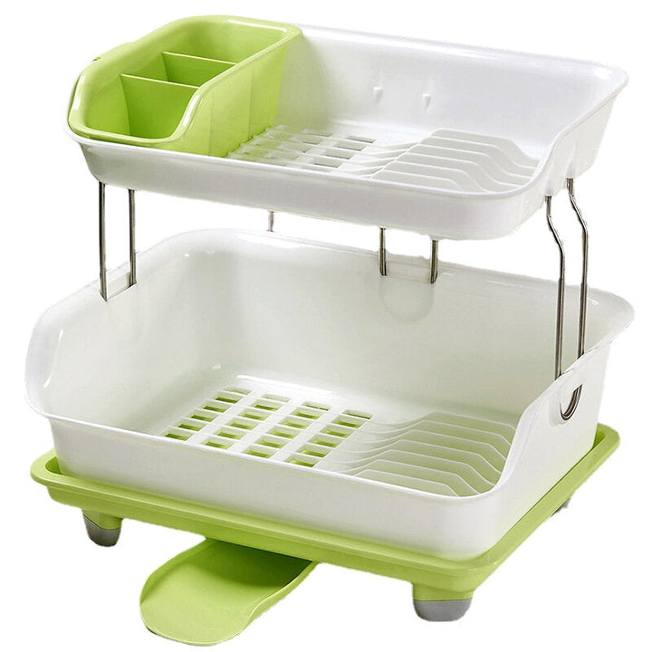 Double Layer Dish Drying Storage Drain Rack Kitchen Shelf Tableware Holder Image 5