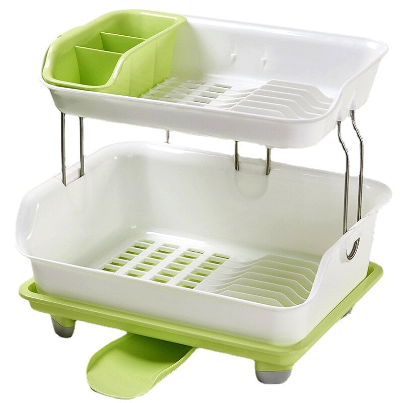 Double Layer Dish Drying Storage Drain Rack Kitchen Shelf Tableware Holder Image 1