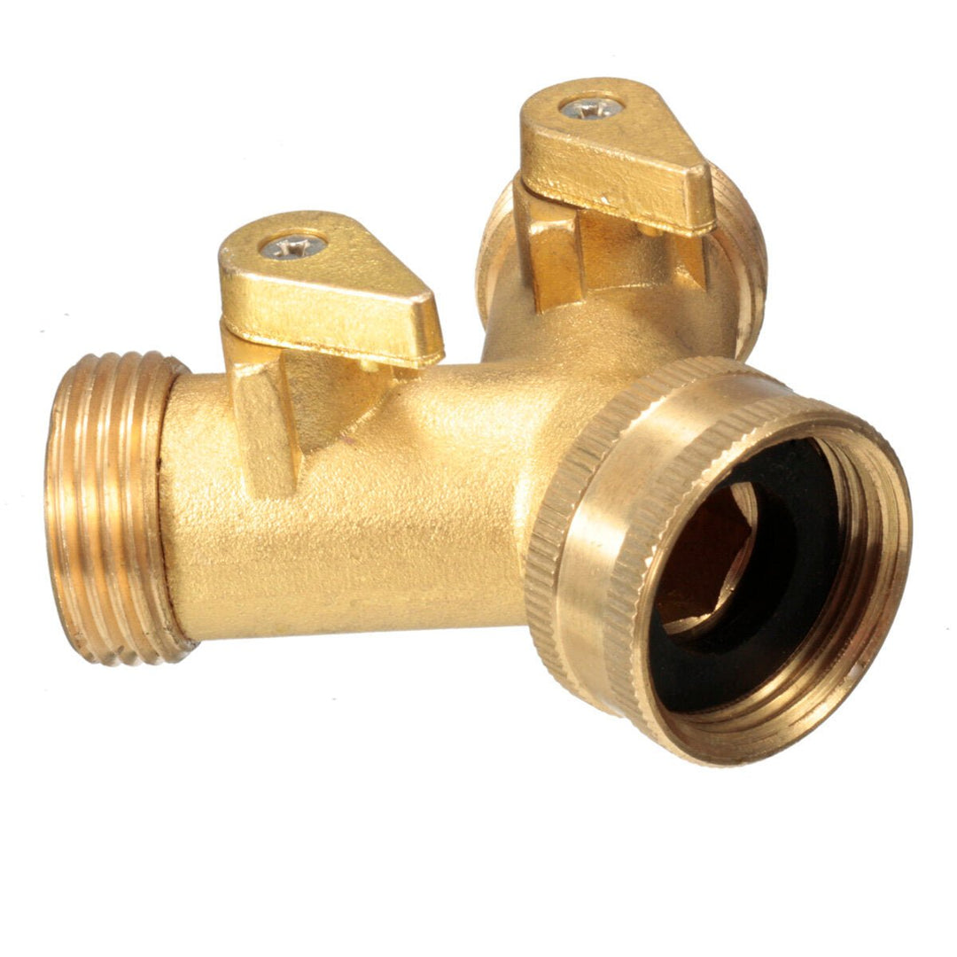 EU Standard 3,4 " Brass Garden Irrigation 2 Way Y Shape Adapter Splitter Hose Faucet Manifold Pipe Tap Connector Image 3