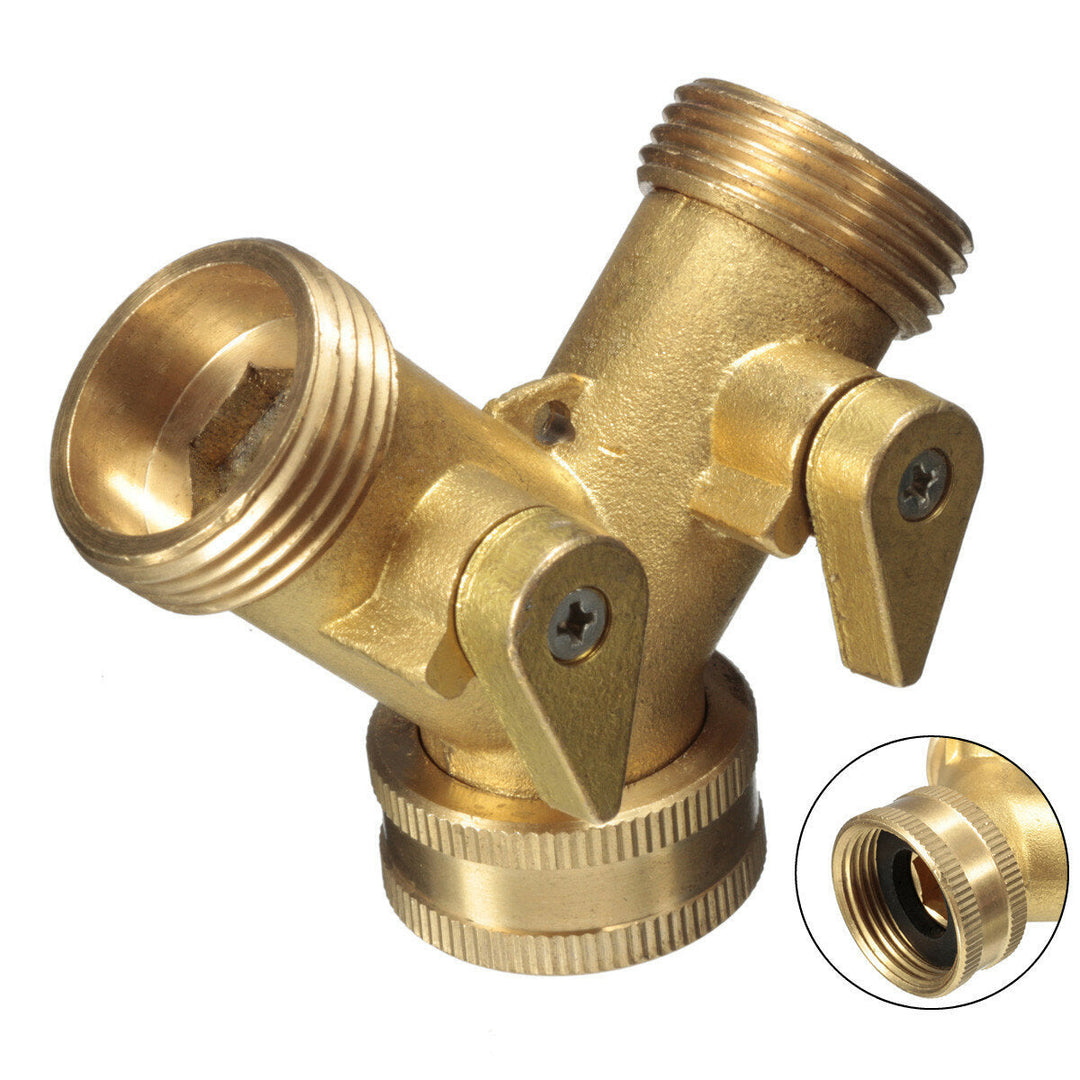 EU Standard 3,4 " Brass Garden Irrigation 2 Way Y Shape Adapter Splitter Hose Faucet Manifold Pipe Tap Connector Image 4