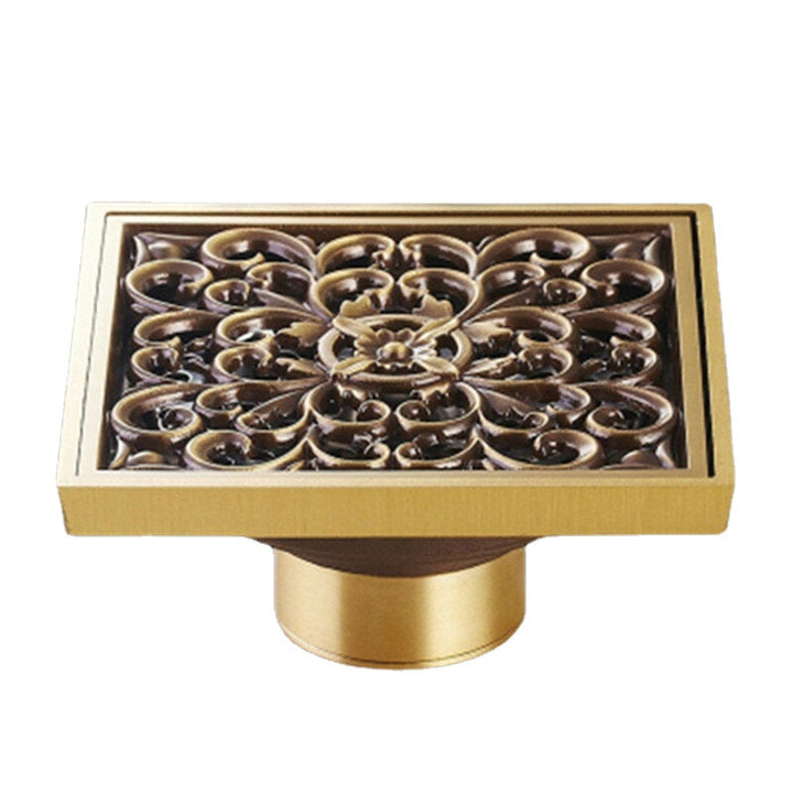 Euro Floor Drain Antique Brass Shower Bathroom Deodorant Square Strainer Cover Grate Waste Image 5