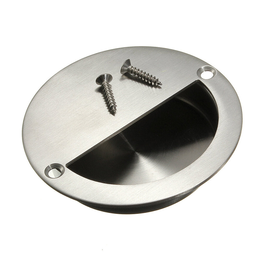 Flush Recessed Pull Door Handle SUS Stainless Steel Circular Covered Type With 2 Screws Image 1