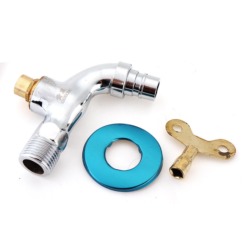 Kitchen Bathroom Sink Faucet Single Handle Washing Machine Water Tap With Lock Key Copper Outdoor Anti-theft Image 2