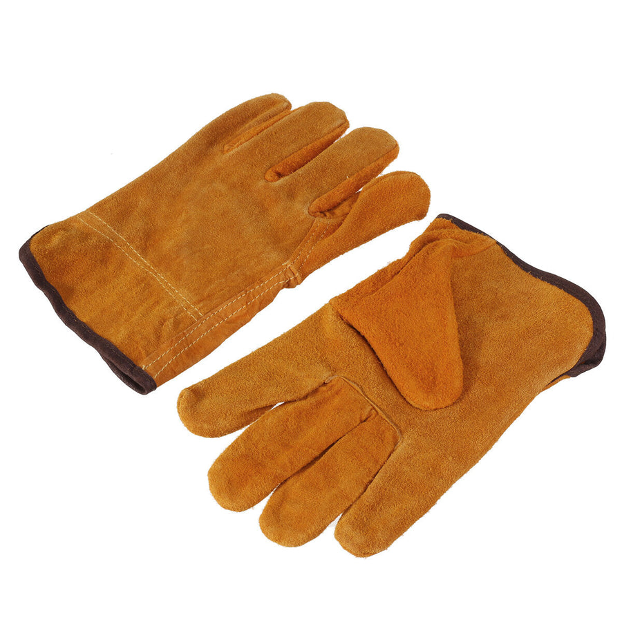 Garden Gardening Welder Gloves Men Women Thorn Proof Leather Work Gloves Yellow Image 1