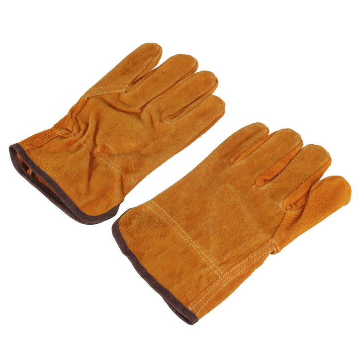 Garden Gardening Welder Gloves Men Women Thorn Proof Leather Work Gloves Yellow Image 2