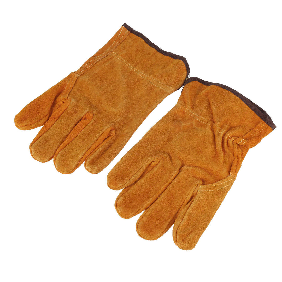 Garden Gardening Welder Gloves Men Women Thorn Proof Leather Work Gloves Yellow Image 3