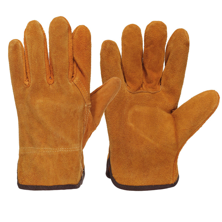 Garden Gardening Welder Gloves Men Women Thorn Proof Leather Work Gloves Yellow Image 4