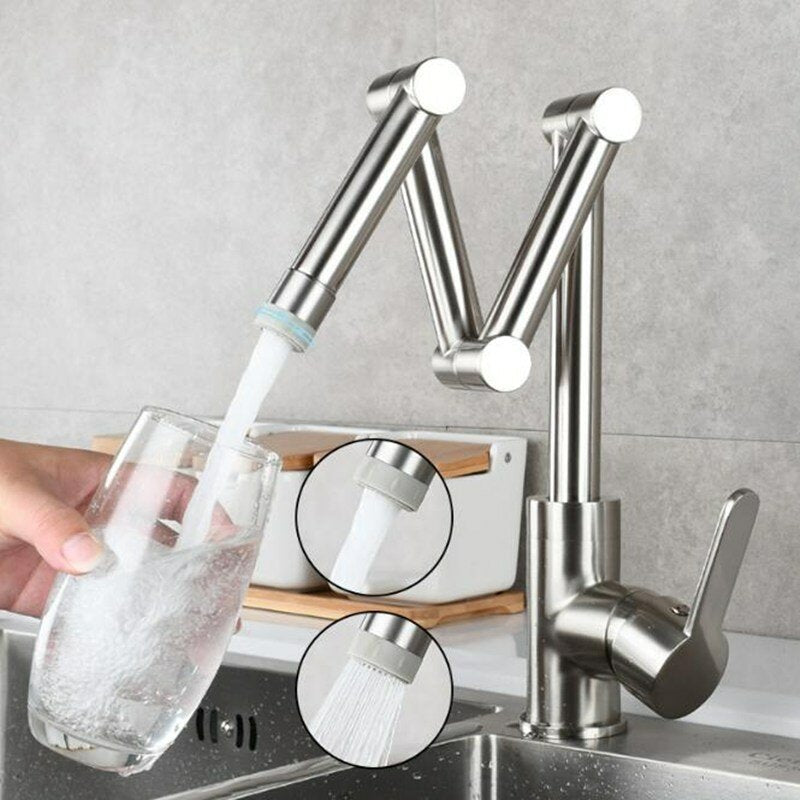 Folding Kitchen Sink Faucet Retractable Hot and Cold Mixer Tap Brass Universal Swivel Modern Image 7