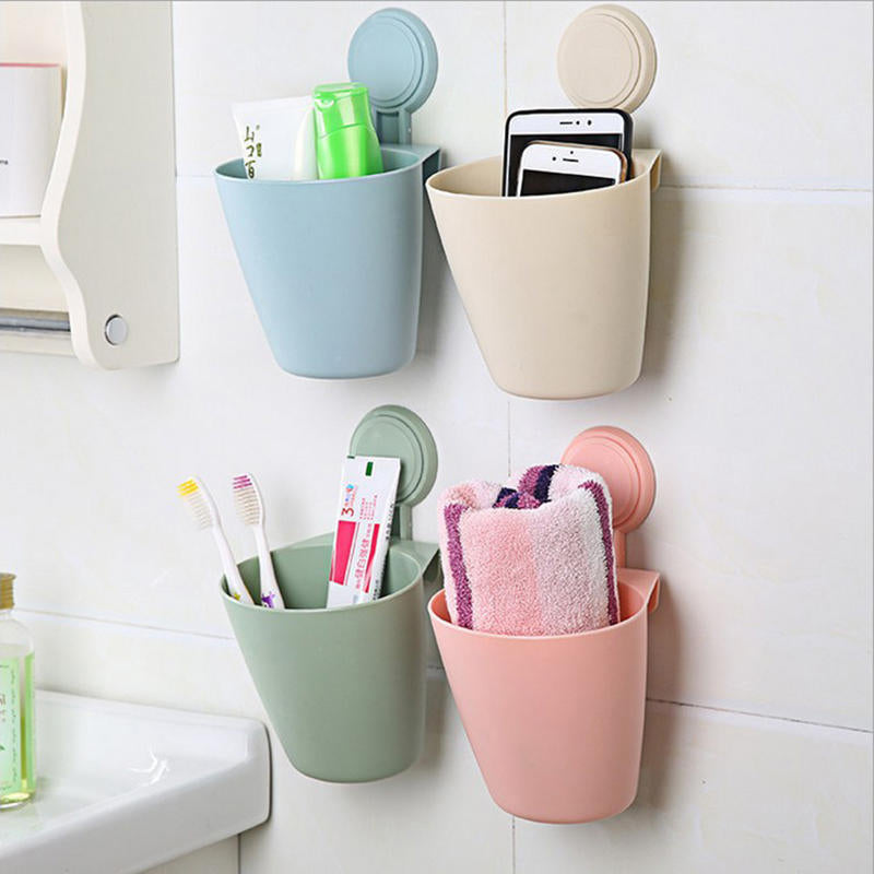 Hanging Suction Cup Storage Barrel Bathroom Electric Toothbrush Cosmetic Storage Box,DTTT Image 1