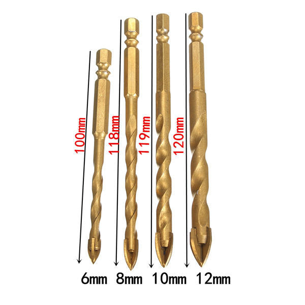 Hex Shank Tile Glass Cross Spear Head Long Drill Bit 6,8,10,12mm With Tungsten Carbide Tip Image 4