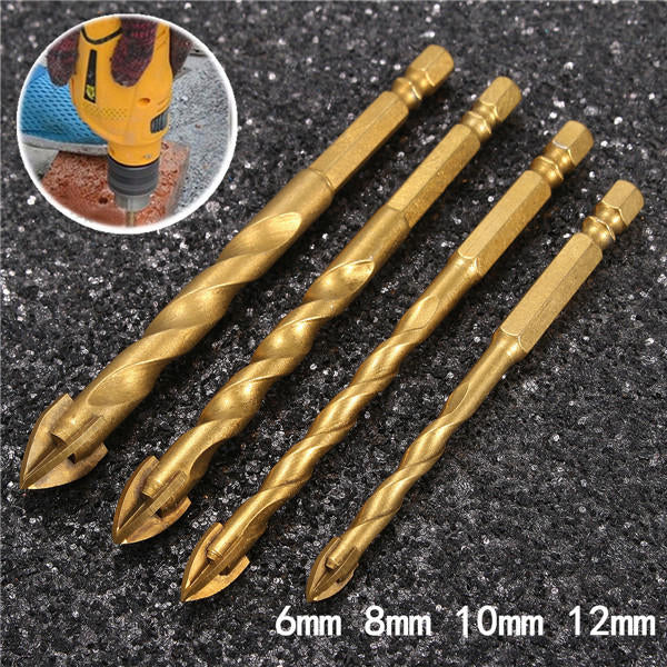 Hex Shank Tile Glass Cross Spear Head Long Drill Bit 6,8,10,12mm With Tungsten Carbide Tip Image 5