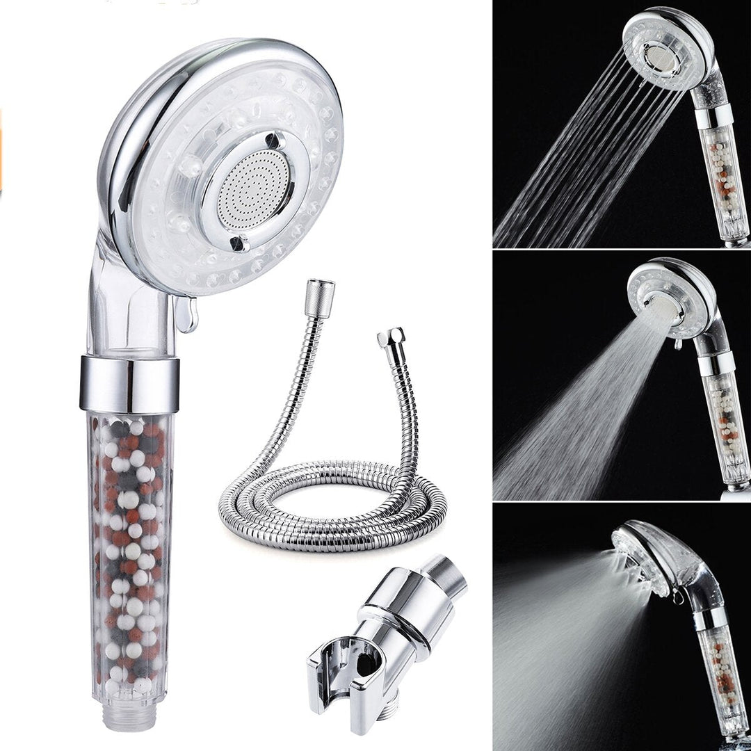 High Pressure Handheld Ionic Filter Shower Head Hose Holder Bathroom Healthy Image 3